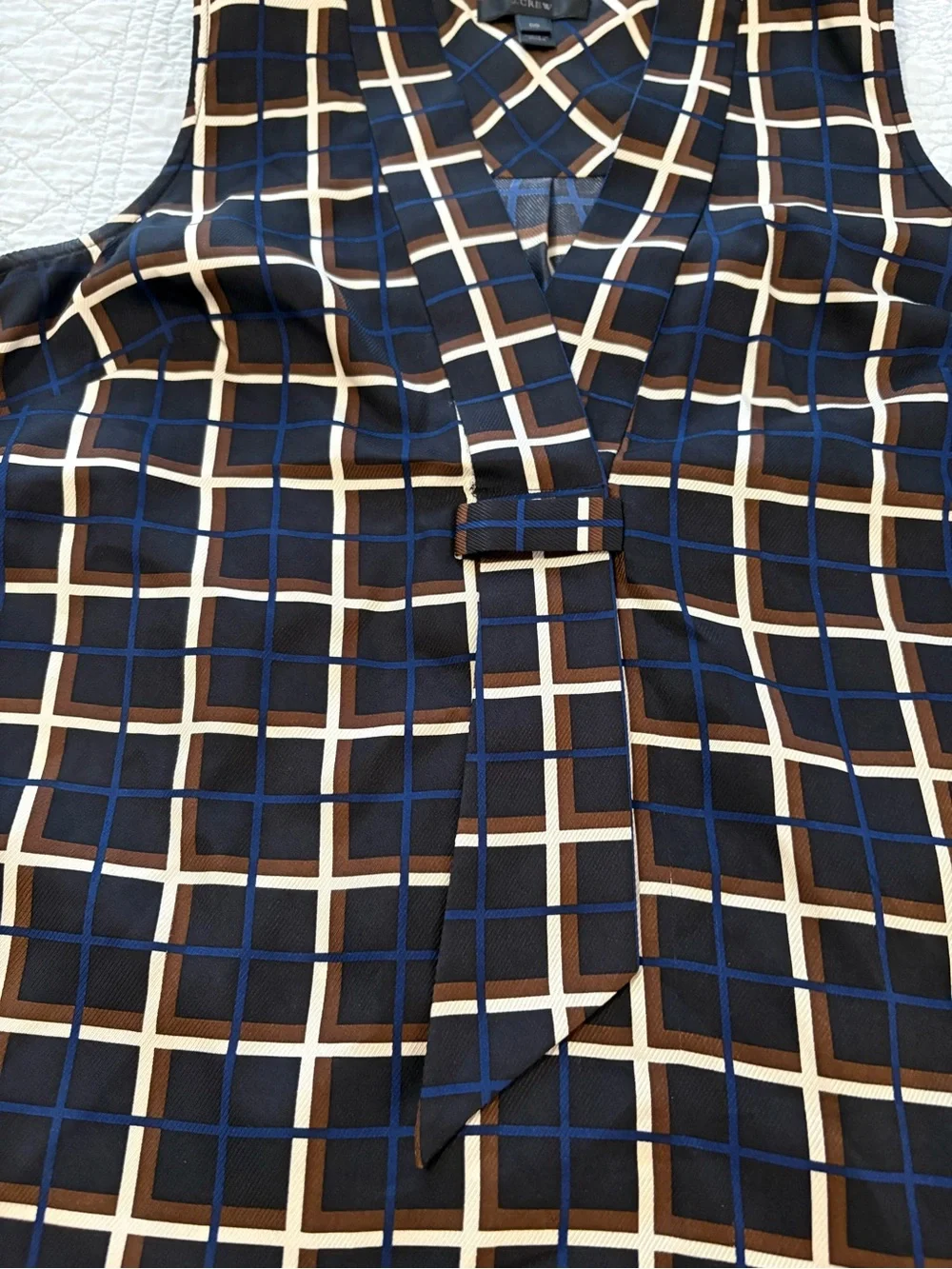 J Crew silk windowpane print top. Size 00.
